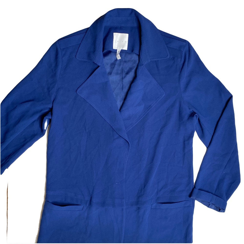 Leith Womens Trench Coat Lightweight Open-Front Blue Stretch - Picture 6 of 12